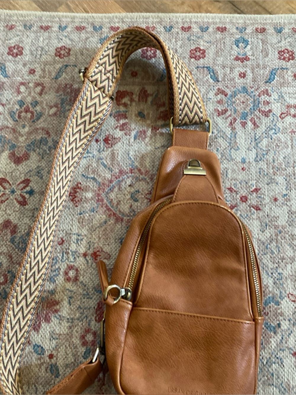 Tan Leather Sling Bag - Casual Crossbody bag. Urban originals boho hippy